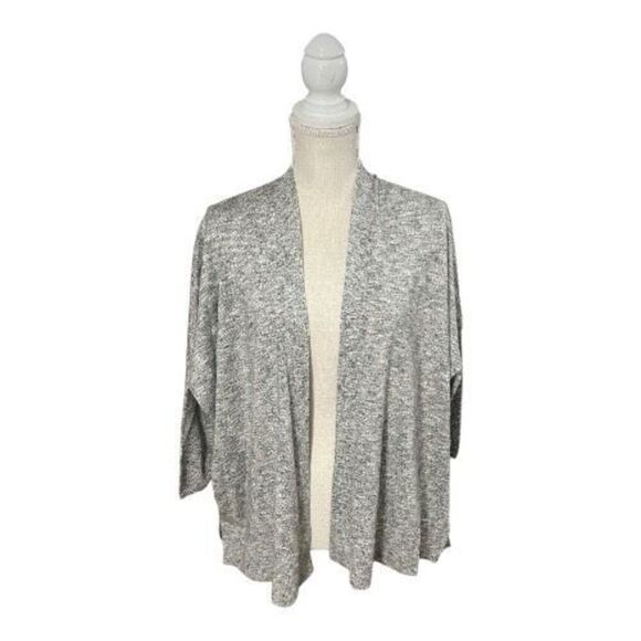 Loft Petites Women Grey Sparkle Cardigan Size M Petite Open Front 3/4-Sleeve - Picture 12 of 12